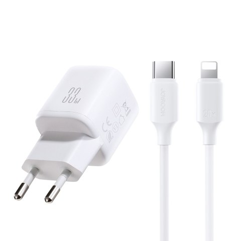 Ładowarka sieciowa USB-A USB-C z kablem USB-C - iPhone Lightning 33W - biała