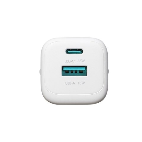 Ładowarka sieciowa USB-A USB-C z kablem USB-C - iPhone Lightning 33W - biała