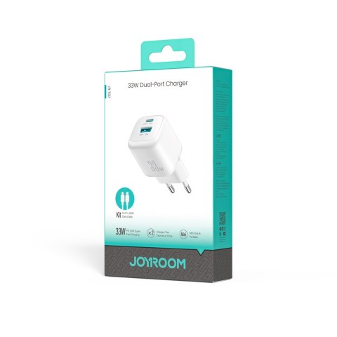 Ładowarka sieciowa USB-A USB-C z kablem USB-C - iPhone Lightning 33W - biała