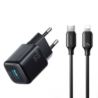 Ładowarka sieciowa USB-A USB-C z kablem USB-C - iPhone Lightning 33W - czarna