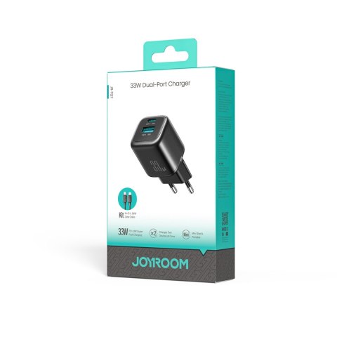 Ładowarka sieciowa USB-A USB-C z kablem USB-C - iPhone Lightning 33W - czarna