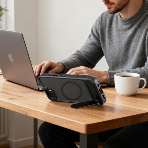 Etui pokrowiec na iPhone 16e / 17e MagRack MagSafe - czarny