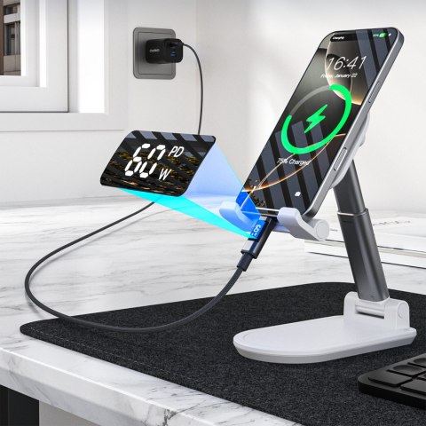Kabel przewód USB-C z wyświetlaczem PD 60 W 1.2 m - czarny