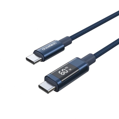 Kabel przewód USB-C z wyświetlaczem PD 60 W 1.2 m - niebieski