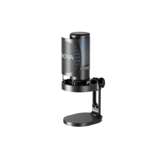 Mikrofon przewodowy ze statywem biurkowym K3 108dB RGB USB-C - czarny