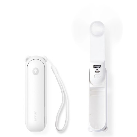 Mini wentylator wiatrak przenośny z funkcją powerbanka i latarką składany 4500mAh USB-C - biały