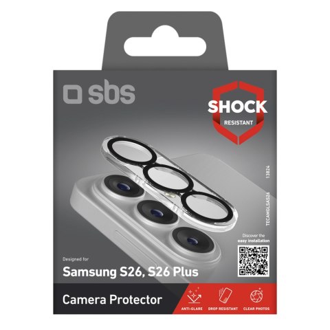 Szkło ochronne na tylną kamerę do Samsung Galaxy S26/S26 Plus z czarną ramką