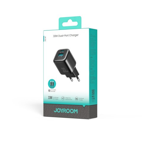 Ładowarka sieciowa USB-A USB-C 33W z kablem 60W USB-C do USB-C 1m - czarna
