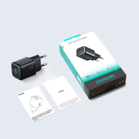 Ładowarka sieciowa USB-A USB-C 33W z kablem 60W USB-C do USB-C 1m - czarna