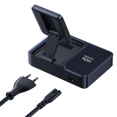 Stacja ładująca 5w1 bezprzewodowa USB-A USB-C ze zwijanym kablem Qi2 160W - czarna