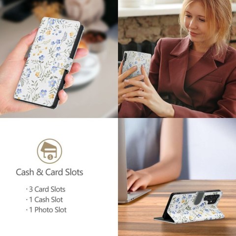 Etui case na Samsung Galaxy A56 5G Wallet - białe stokrotki