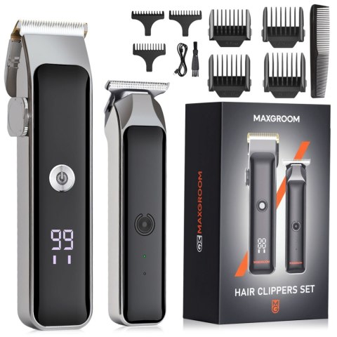 Maszynka do strzyżenia z trymerem 7 nasadek LED USB-C - zestaw
