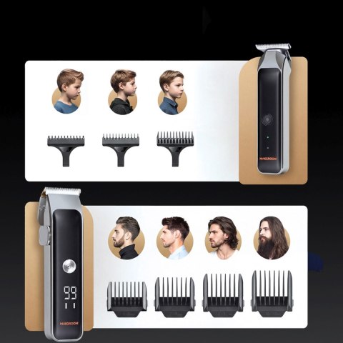 Maszynka do strzyżenia z trymerem 7 nasadek LED USB-C - zestaw
