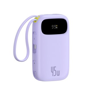 Powerbank 20000mAh 45W z wyświetlaczem kablami USB-C Lightning EnerFill FC31 - fioletowy