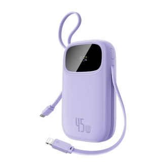 Powerbank 20000mAh 45W z wyświetlaczem kablami USB-C Lightning EnerFill FC31 - fioletowy