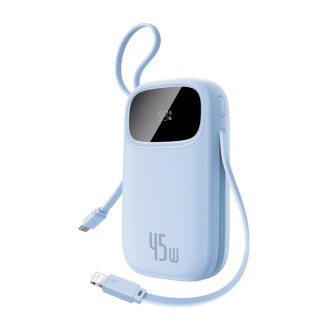 Powerbank 20000mAh 45W z wyświetlaczem kablami USB-C Lightning EnerFill FC31 - niebieski
