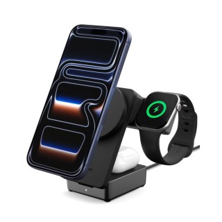 Ładowarka bezprzewodowa magnetyczna 3w1 Qi2.2 25W MagSafe - czarna