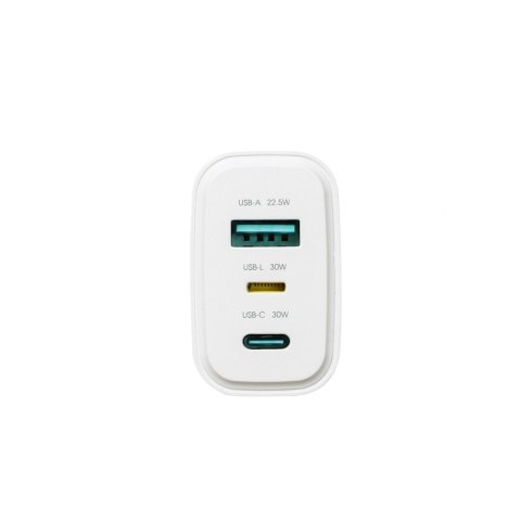 Ładowarka sieciowa USB-A USB-C USB-L JR-TG6 GaN 30W - biała