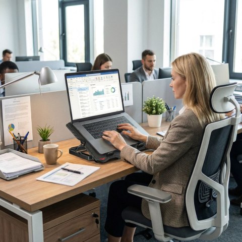 Podstawka chłodząca gamingowa pod laptop z podstawką na telefon - czarna