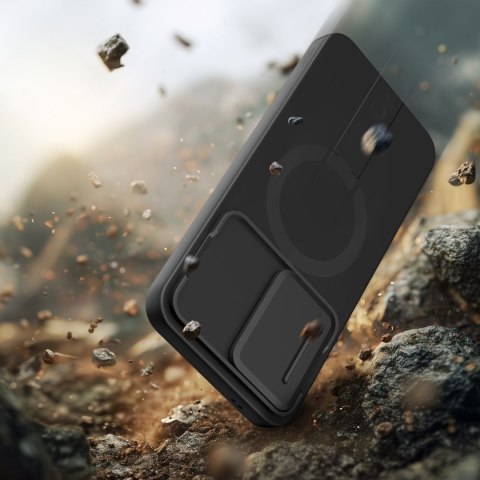 Etui z osłoną obiektywu na Samsung Galaxy A57 Kevlar Aura MagSafe - czarno pomarańczowe