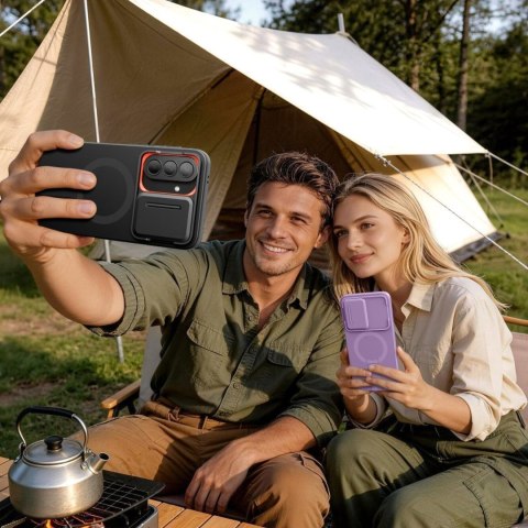 Etui z osłoną obiektywu na Samsung Galaxy A57 Kevlar Aura MagSafe - fioletowe