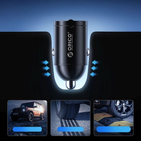 Ładowarka samochodowa USB-A USB-C 30W - czarna