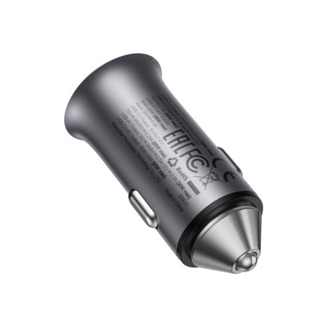 Ładowarka samochodowa USB-A USB-C 95W - szara