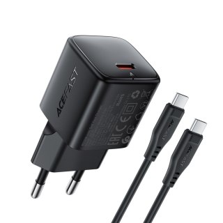 Ładowarka sieciowa USB-C 30W GaN z kablem USB-C - Lightning 1.2m - czarna