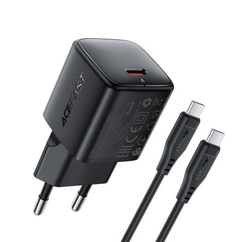Ładowarka sieciowa USB-C 30W GaN z kablem USB-C - Lightning 1.2m - czarna