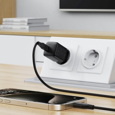 Ładowarka sieciowa USB-C 30W GaN z kablem USB-C - Lightning 1.2m - czarna
