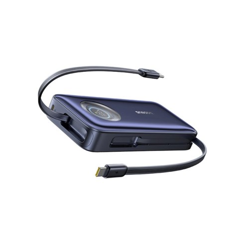 Powerbank 20000mAh 100W ze zwijanym kablami USB-C - czarny
