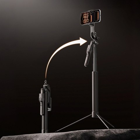 Selfie stick tripod 1/4'' na telefon kamerę aparat Bluetooth - czarny