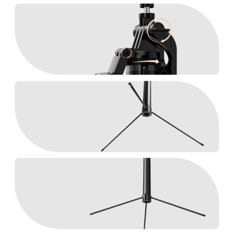 Selfie stick tripod 1/4'' na telefon kamerę aparat Bluetooth - czarny
