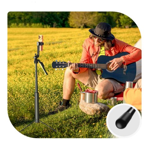 Selfie stick tripod 1/4'' na telefon kamerę aparat Bluetooth - czarny