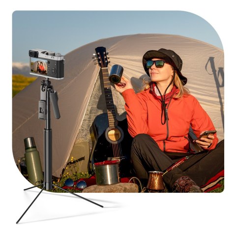 Selfie stick tripod 1/4'' na telefon kamerę aparat Bluetooth - czarny