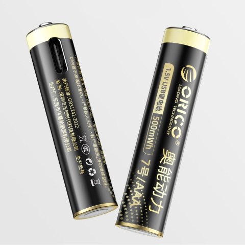 Bateria litowa akumulator AAA 1.5 V 500mWh USB-C z kablem ładującym - 4 szt.