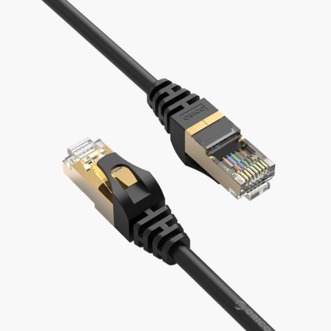 Kabel sieciowy internetowy okrągły LAN CAT7 10Gbps RJ45 30m - czarny