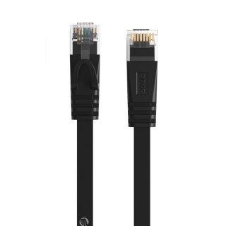 Kabel sieciowy internetowy płaski Ethernet CAT7 10Gbps RJ45 LAN 5m - czarny