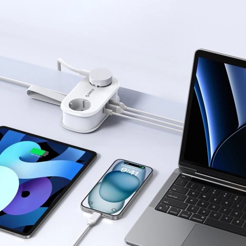 Listwa zasilająca 5w1 AC USB-A USB-C GaN 20W - biała