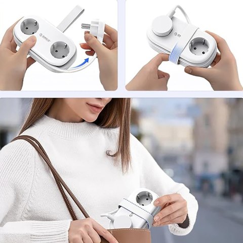 Listwa zasilająca 5w1 AC USB-A USB-C GaN 20W - biała