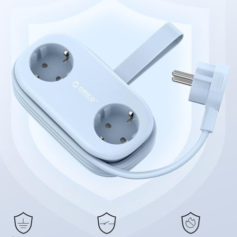Listwa zasilająca 5w1 AC USB-A USB-C GaN 20W - niebieska
