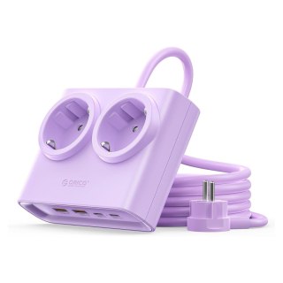 Listwa zasilająca 6w1 AC USB-A USB-C 25W - fioletowa