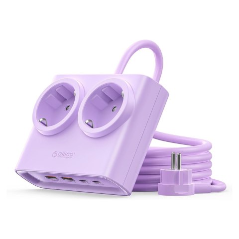 Listwa zasilająca 6w1 AC USB-A USB-C 25W - fioletowa