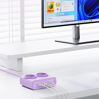 Listwa zasilająca 6w1 AC USB-A USB-C 25W - fioletowa