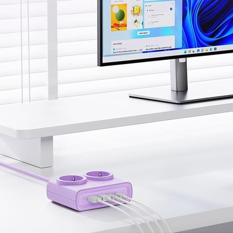 Listwa zasilająca 6w1 AC USB-A USB-C 25W - fioletowa