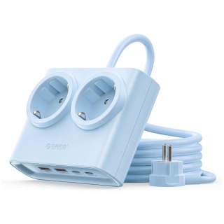Listwa zasilająca 6w1 AC USB-A USB-C 25W - niebieska