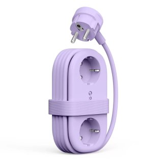Listwa zasilająca 6w1 AC USB-A USB-C GaN 65W - fioletowa