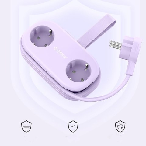 Listwa zasilająca 6w1 AC USB-A USB-C GaN 65W - fioletowa