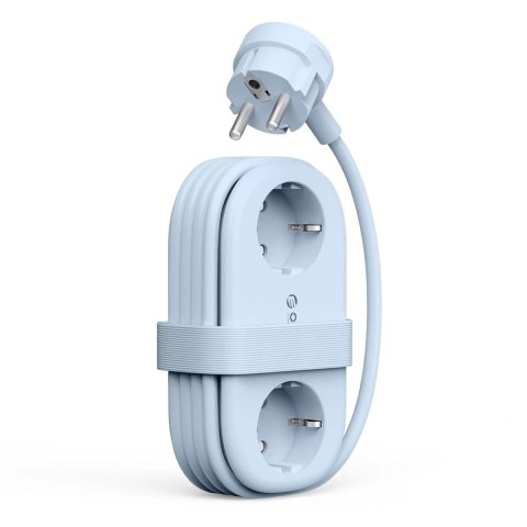 Listwa zasilająca 6w1 AC USB-A USB-C GaN 65W - niebieska