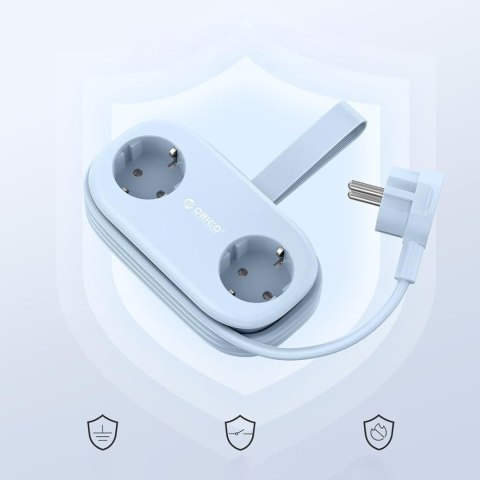 Listwa zasilająca 6w1 AC USB-A USB-C GaN 65W - niebieska